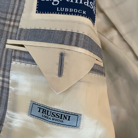 TRUSSINI made In Italy Super 130’s Wool Check Print Jacket Size 46R - Picture 8 of 11